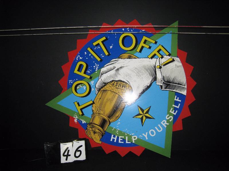 lot 46 image: Mustard advertising sign, painted aluminum sign, cut to shape