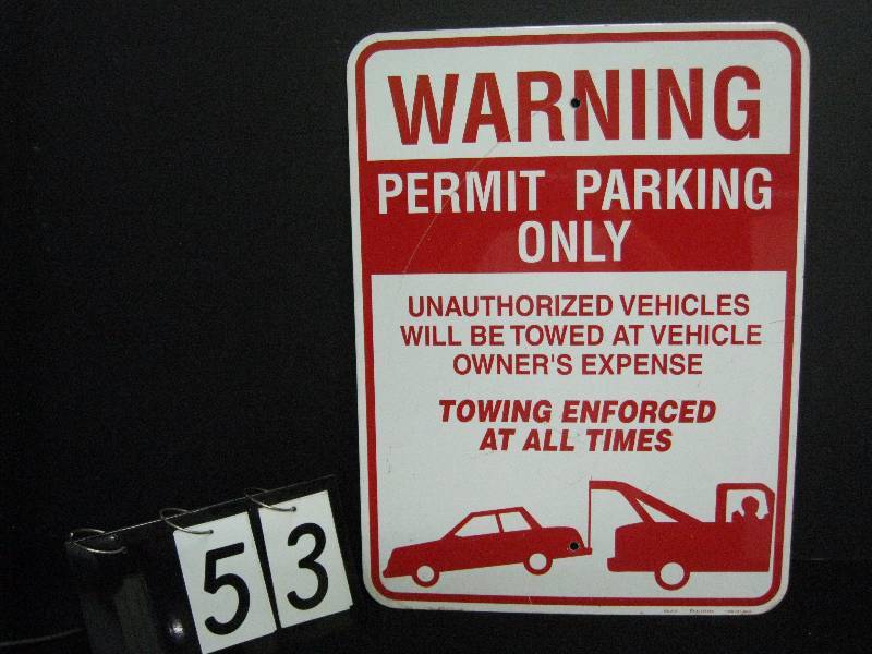 lot 53 image: Warning Permit Parking Only sign