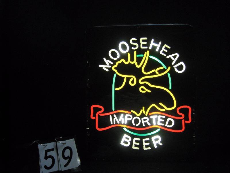 lot 59 image: Moosehead Beer - embossed plastic formed to replicate neon tubing, fluorescent lit