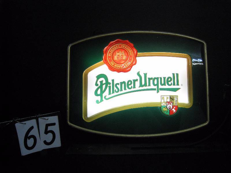 lot 65 image: Pilsner Urquell internally lit double sided sign with hanging bracket