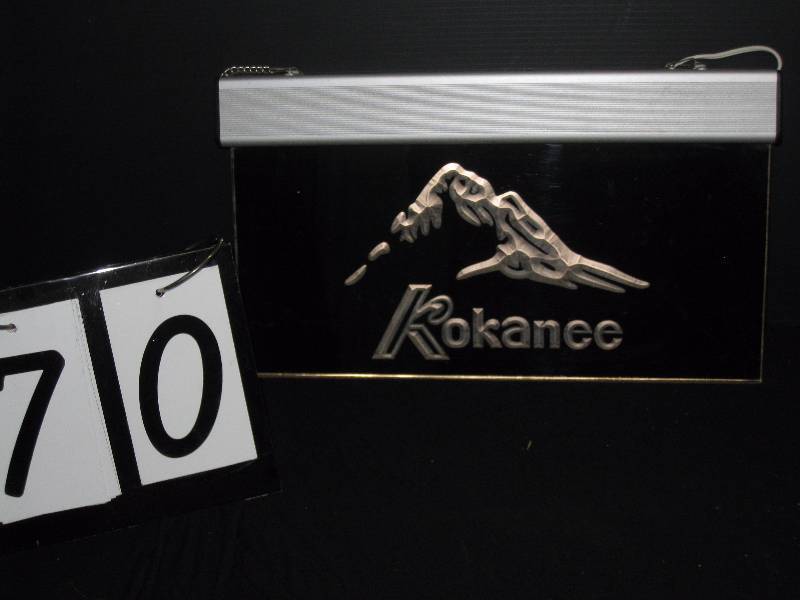 lot 70 image: Kokanee Light sign, edge lit acrylic, routered image