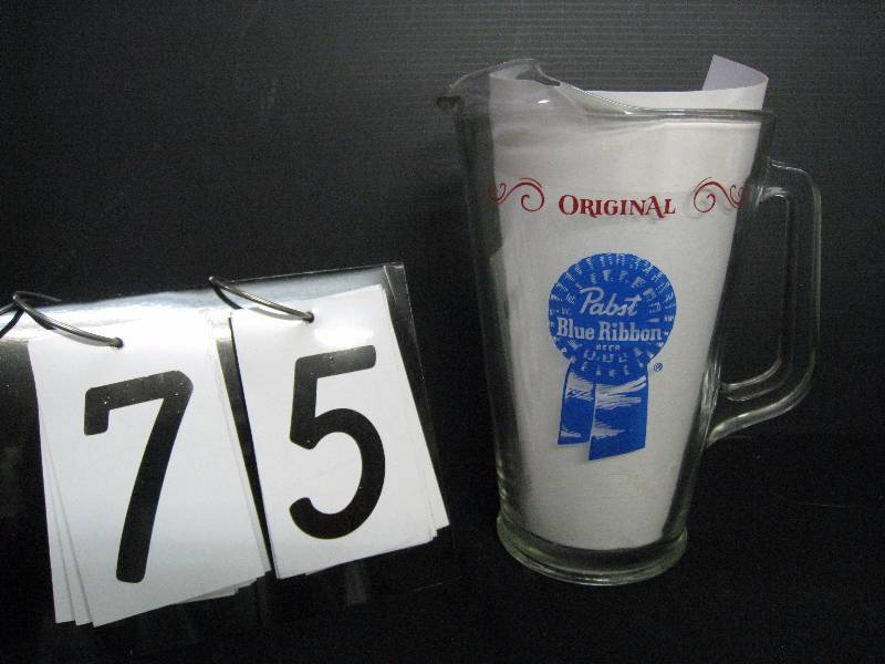 lot 75 image: Pabst Blue Ribbon beer pitcher - PBR me