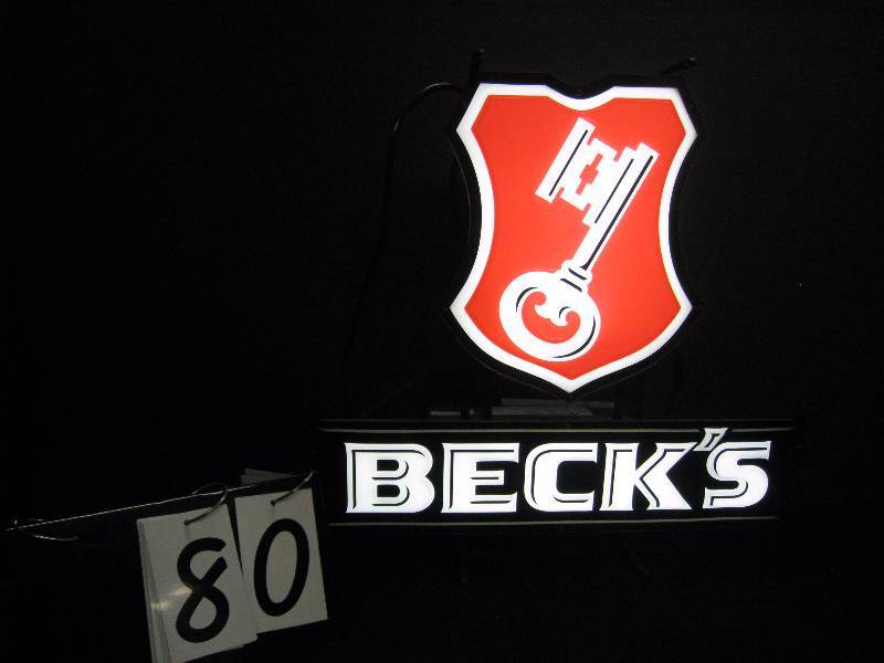 lot 80 image: Becks LED plastic backlit sign, brand new