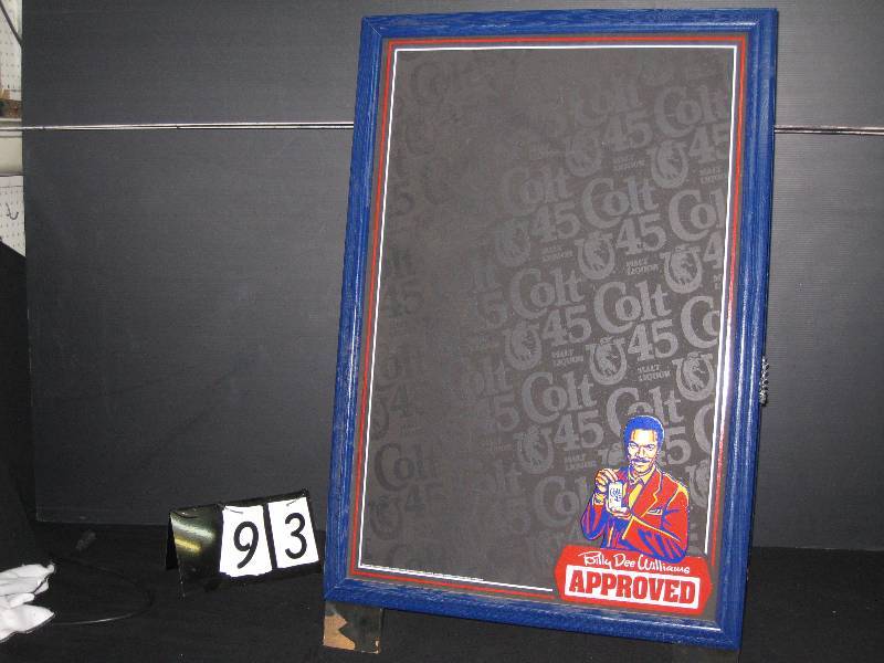 lot 93 image: Billy Dee Williams Colt 45 A-Frame chalkboard