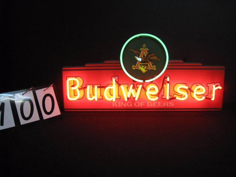 lot 100 image: small Budweiser marquee with eagle graphic, nice condition