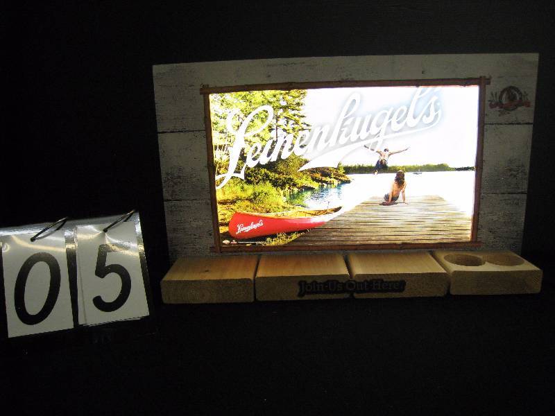 lot 105 image: Leinenkugels Join Us Out Here motion effect makes water look loikes its moving, LED bottle display - New