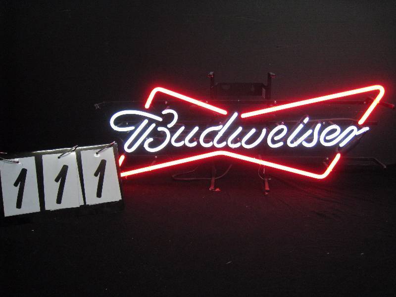 lot 111 image: Budweiser bowtie script logo neon - NEW