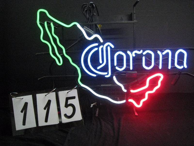 lot 115 image: Corona with outline of Mexico in flag colors - very nice