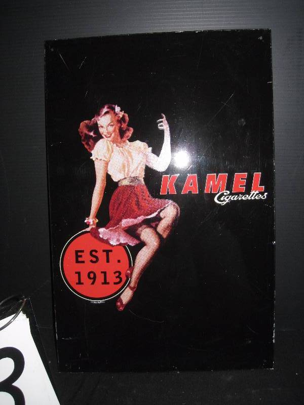 lot 163 image: Kamel cigarettes tin tacker