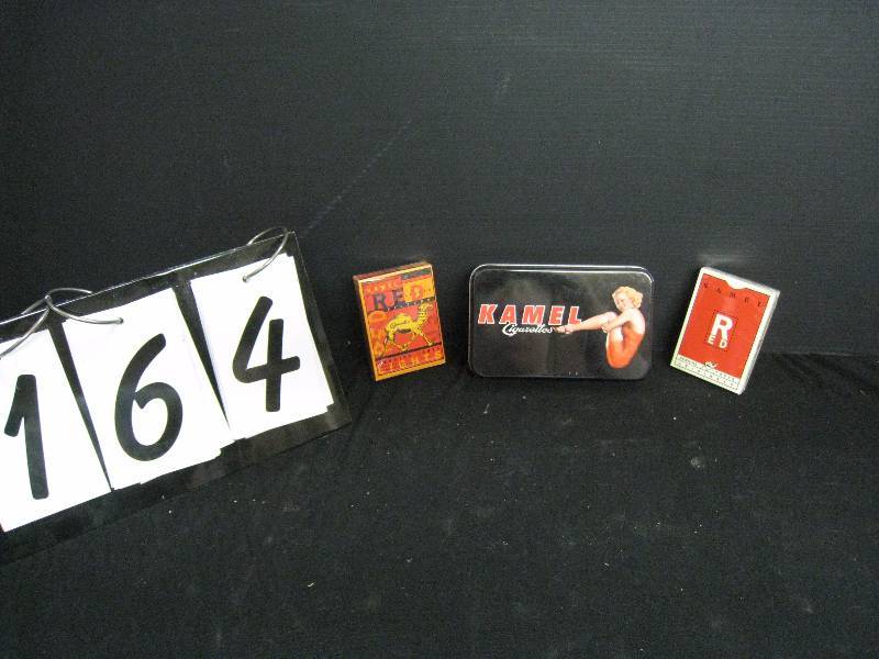 lot 164 image: Kamel cigarettes -  2 decks unopened playing cards in tin