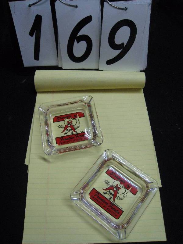 lot 169 image: Ashtrays (2) Souvenir of the Frontier Fiesta, University of Houston Yosemite Sam, no chips