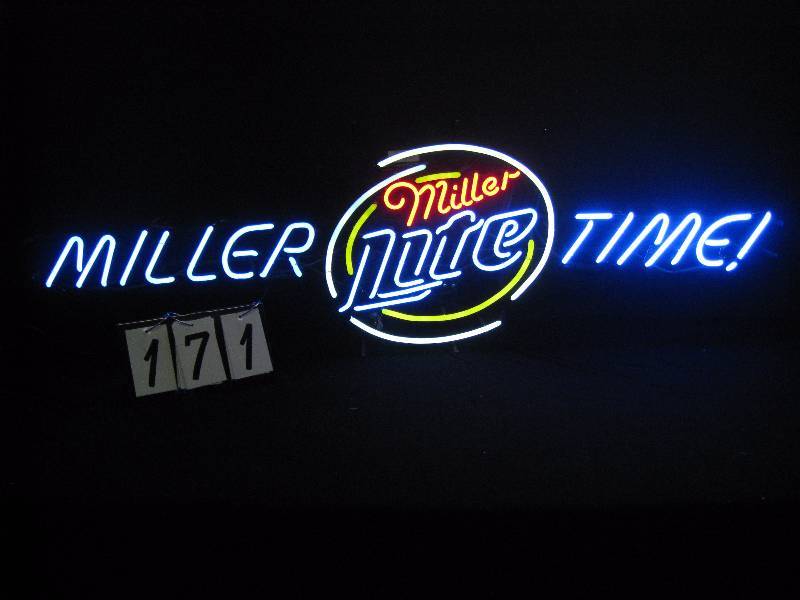 lot 171 image: Miller Time  Miller Lite neon, lights up great