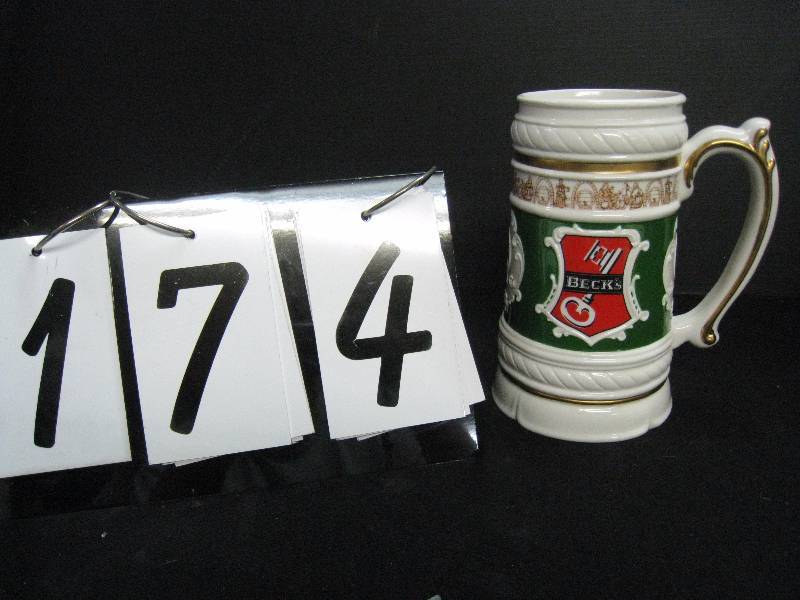 lot 174 image: Worlds Great Breweries 1988 - Becks tankard, Mint condition with Certificate of Authenticity