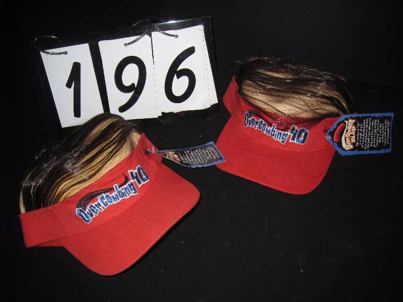 lot 196 image: Overcombing 40 novelty hats, bald cap with comb-over look