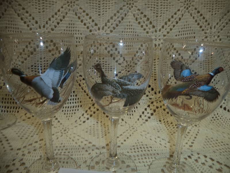 lot 23 image: Duck, Pheasant, Grouse Glass Goblets