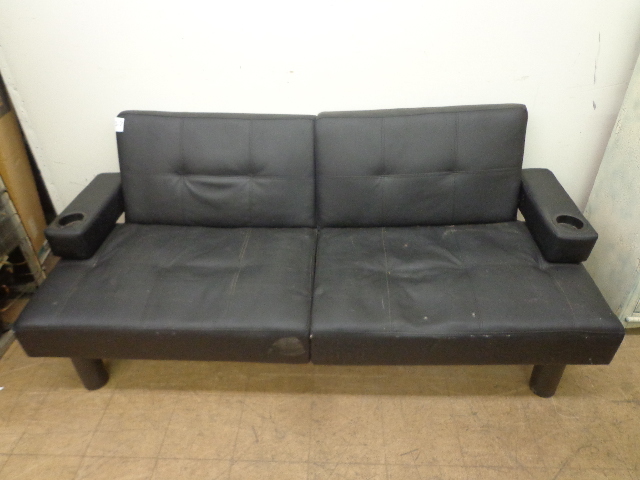 Black Leather Like Futon