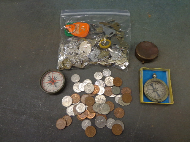 Compass, Keys & Coins