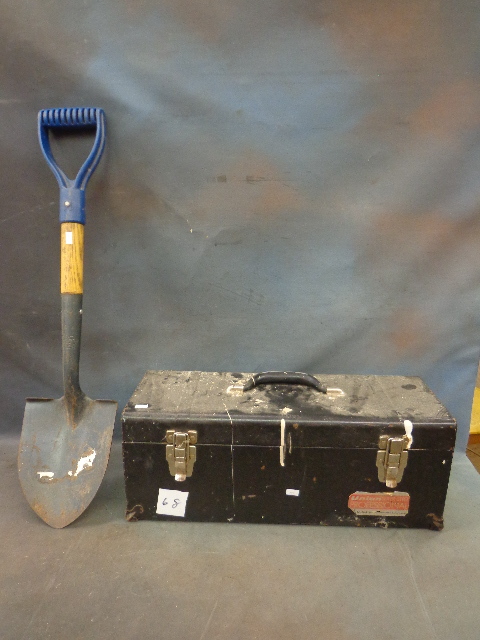 Metal Tool Box & Mini Spade Shovel