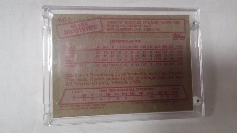 Mark McGwire 1984 Topps Rookie Card