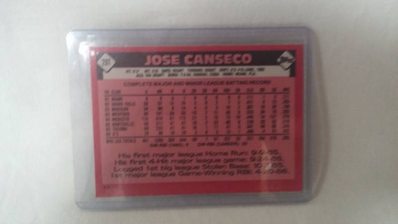 Jose Canseco 1986 Topps Traded Rookie Card.