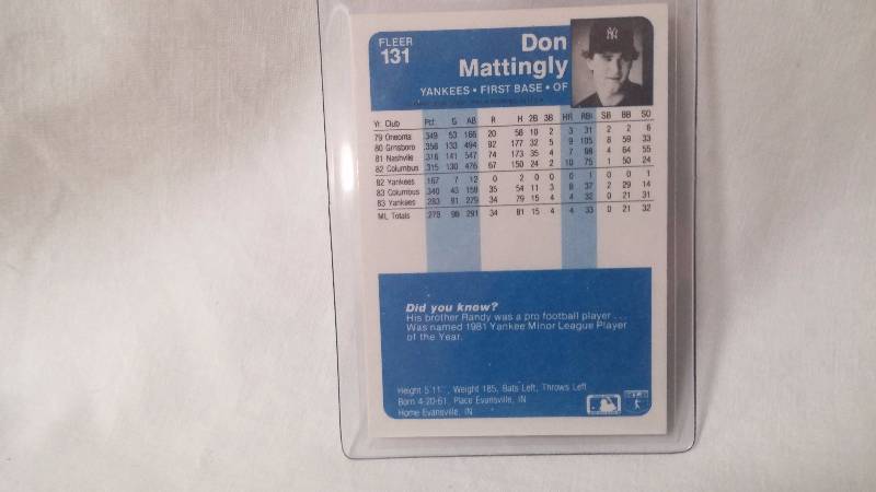 Don Mattingly 1984 Fleer Rookie Card