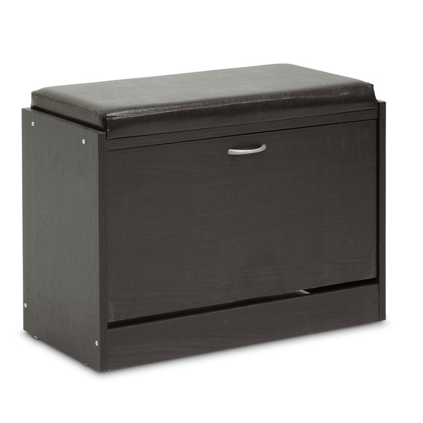 Baxton Studio Shoe Rack with Seating Cushion L51-1119