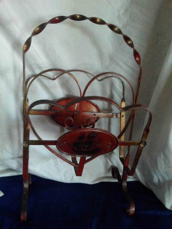 vintage iron magazine rack