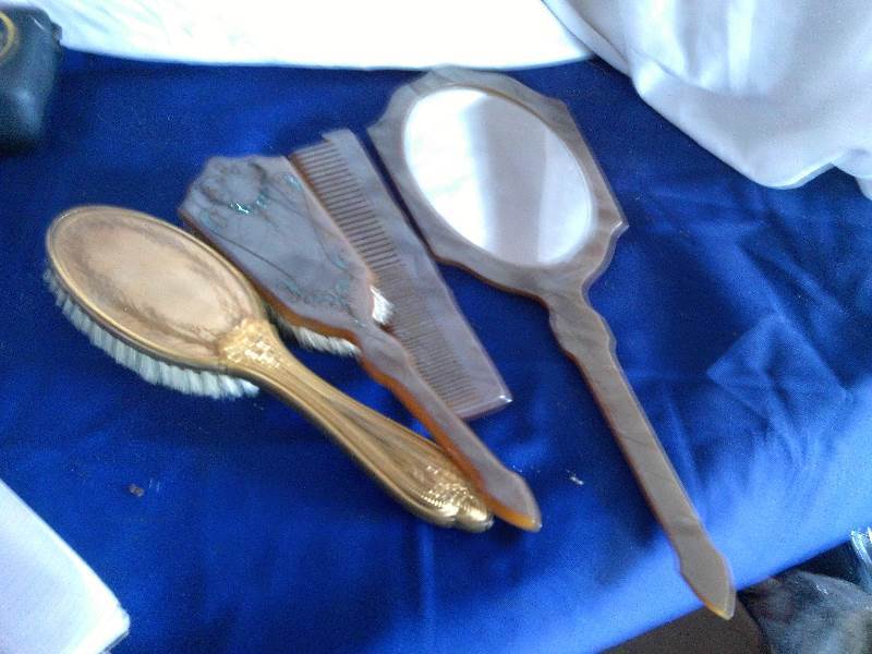 vintage hair brush and mirror set