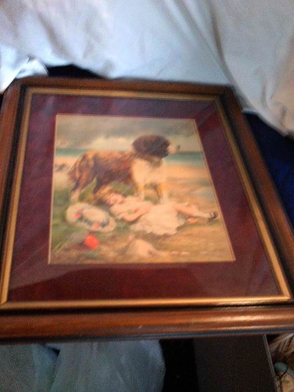 vintage st bernard and girl picture