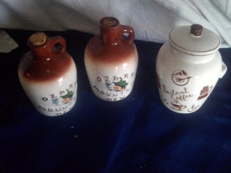 2 ozark mountain dew jugs1 coffee crock