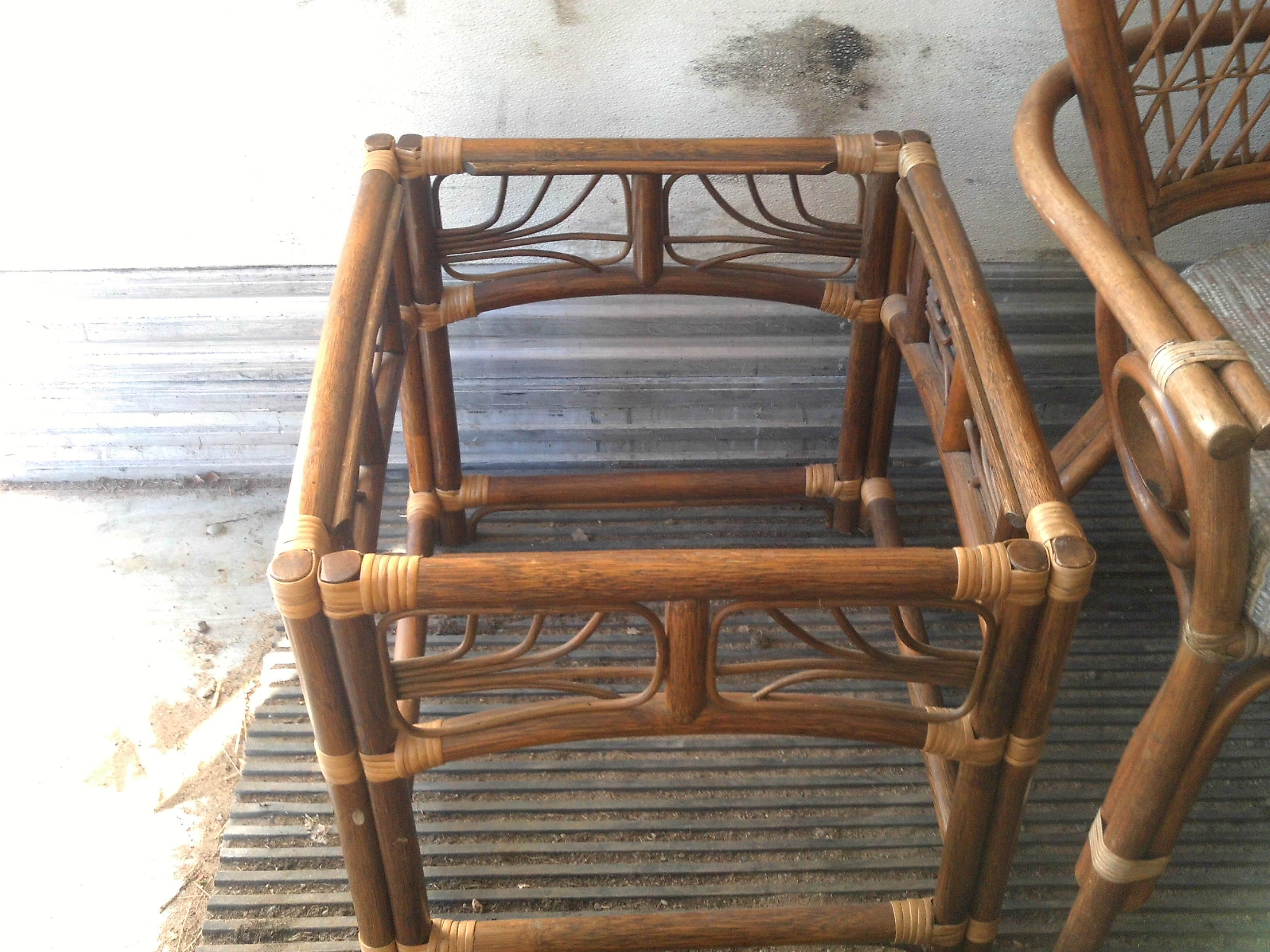 wood chair with end table and glass top