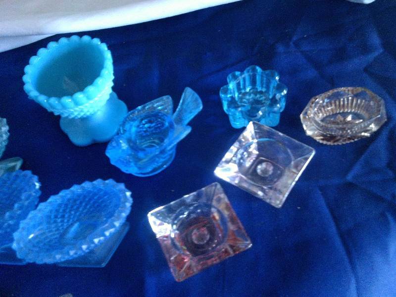 vintage clear and blue glass wear