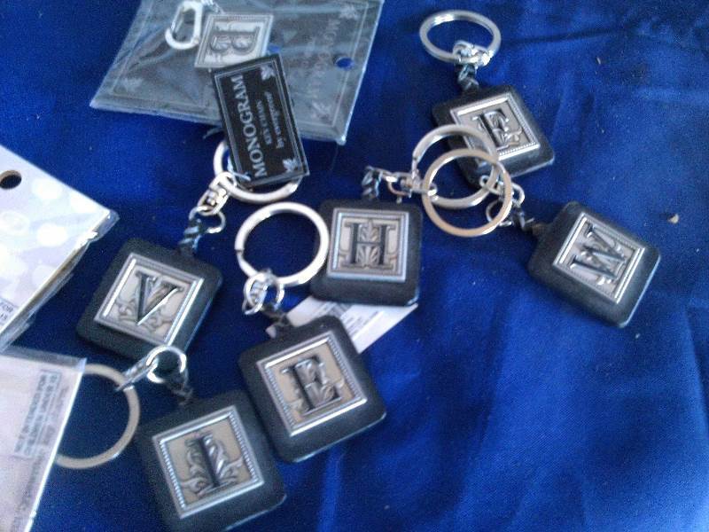 monogramed key chains and knecklaces