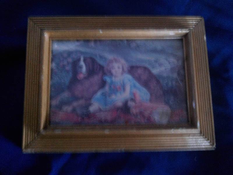 vintage girl and st bernard picture