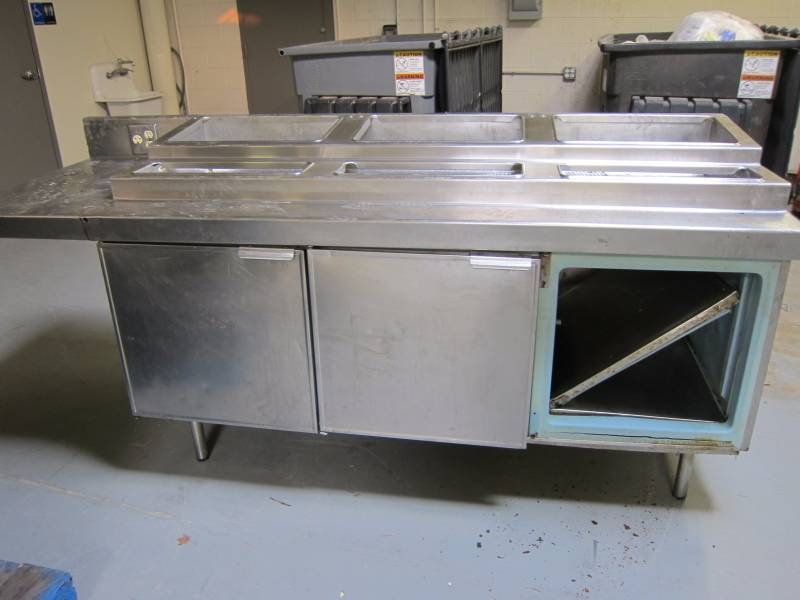lot 7 image: Prep Table with 3-Door Refrigerator