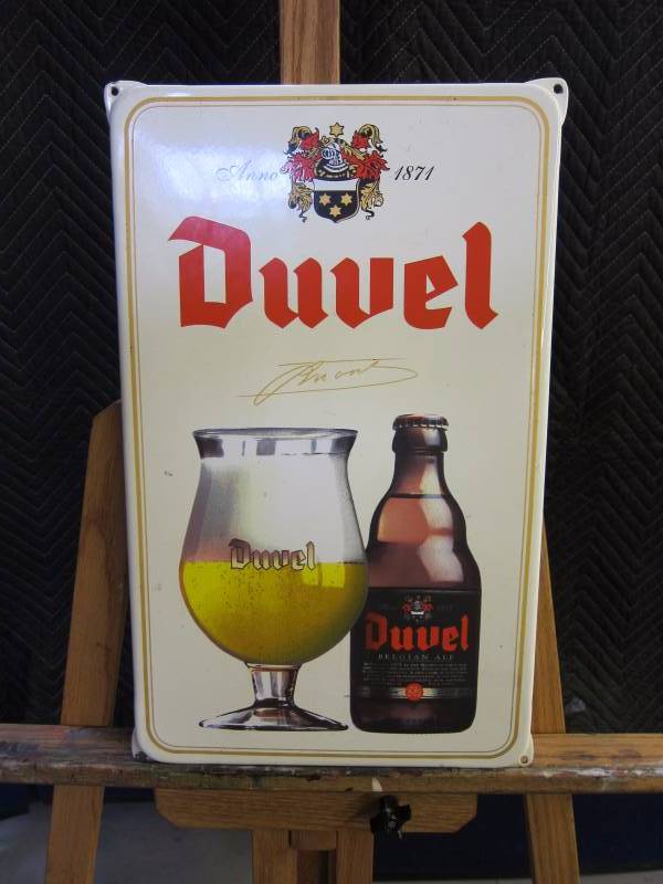 lot 22 image: Duvel Enameled Beer Sign