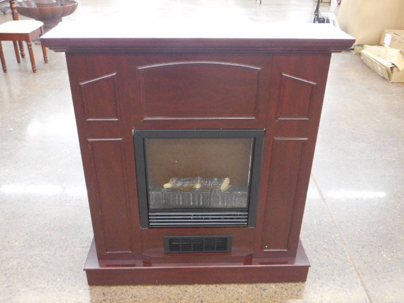 Electric Fireplace Heater with Cherry-Finish Mantel