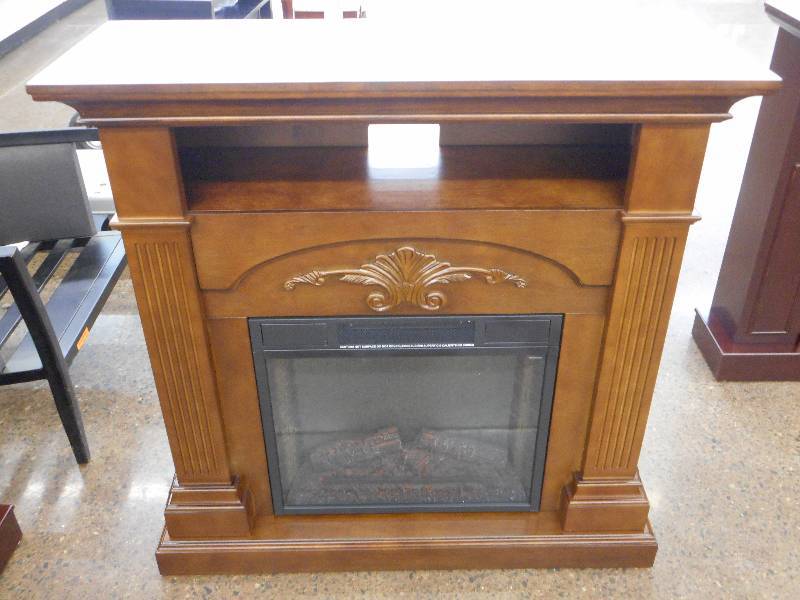 McLeland Design Walnut Electric Media Fireplace & Mantle