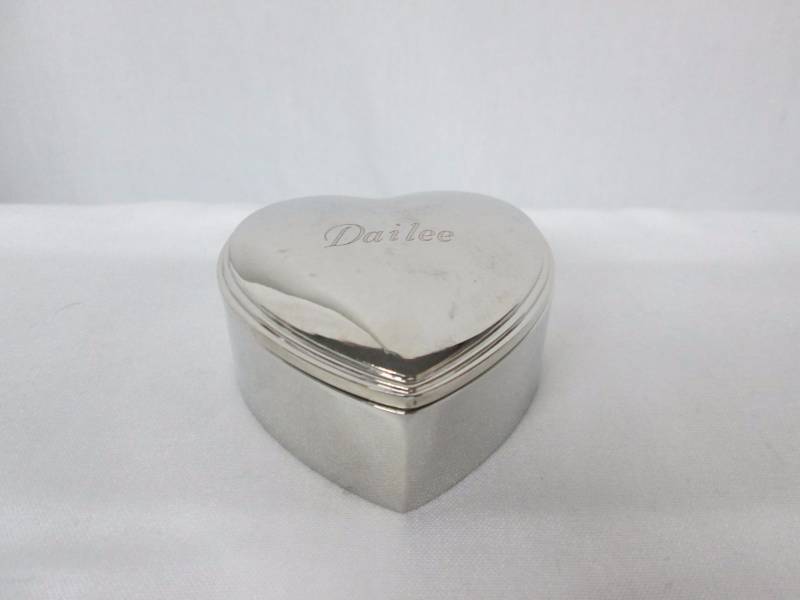 lot 75 image: Personalized Silver-Plated Heart Box