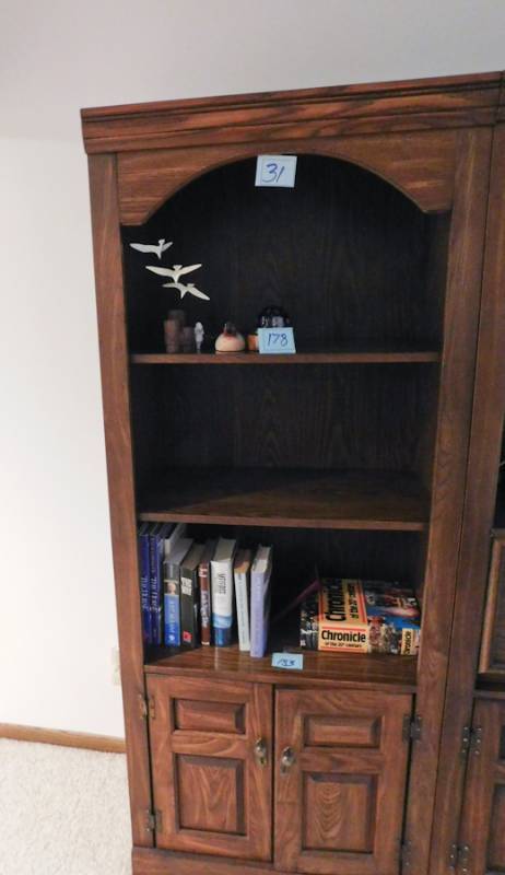 lot 31 image: Very nice tall wall sectional unit shelving