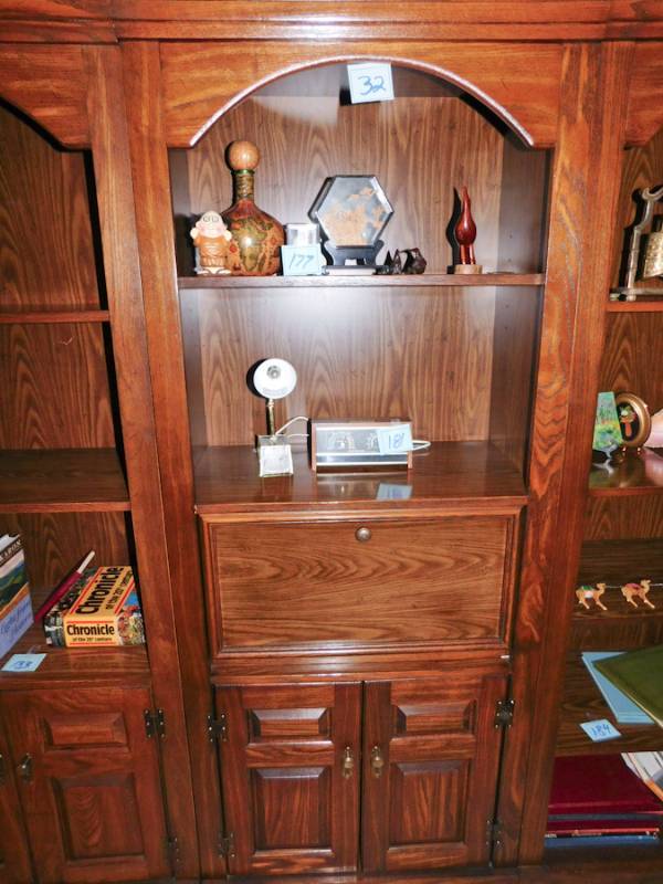 lot 32 image: Very nice solid wood high end tall wall sectional unit