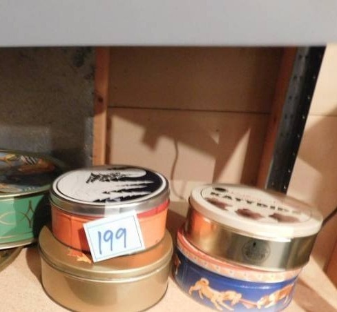 lot 199 image: decorative metal tins