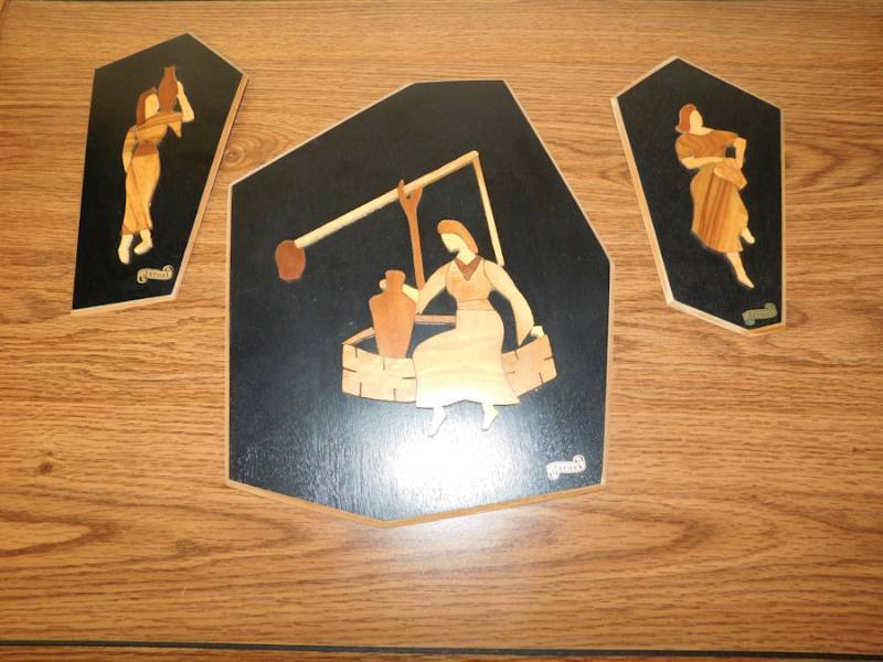 lot 208 image: Wooden wall art Marked Israel bought in the Holy land