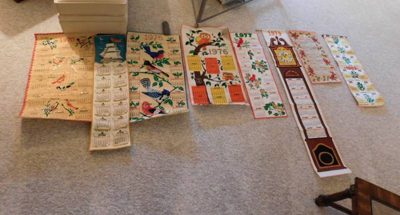lot 212 image: 1970s fabric yearly calendars please see photos for the years