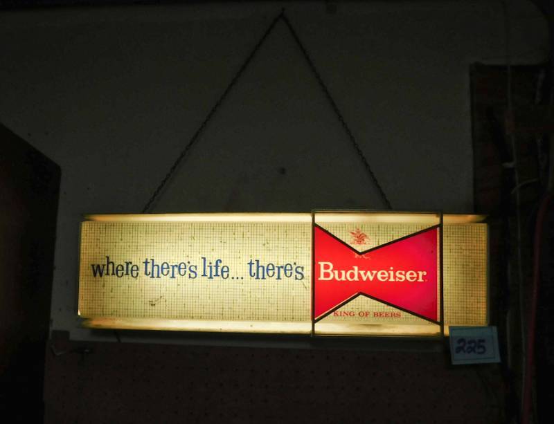 lot 225 image: Budweiser light up sign does light up Where theres life...Theres Budweiser