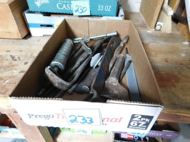 lot 233 image: files nail pullers and other useful garage items