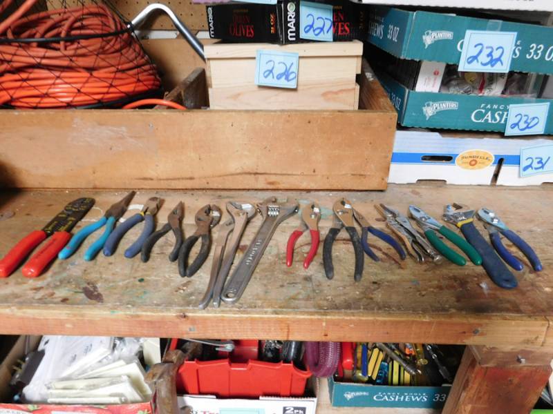 lot 245 image: several types of pliers and wire cutters see photos for better view of types