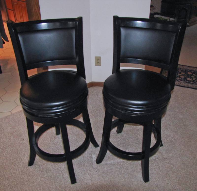 lot 167 image: two high end tall black swivel bar stools