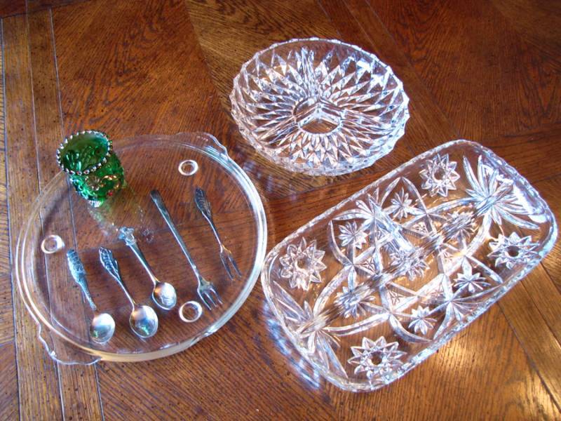 lot 119 image: serving items appetizer spoons ans fork glass plates and platters