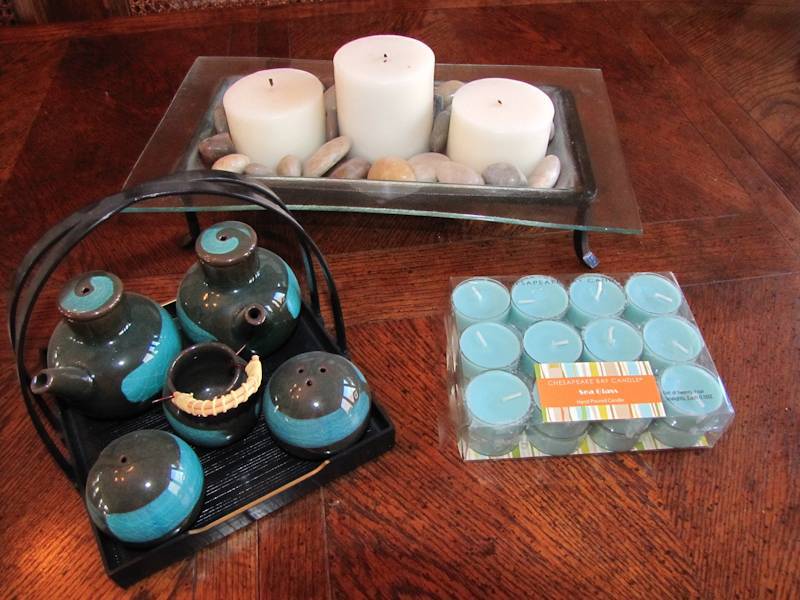 lot 84 image: candles Asian condiment tray set up